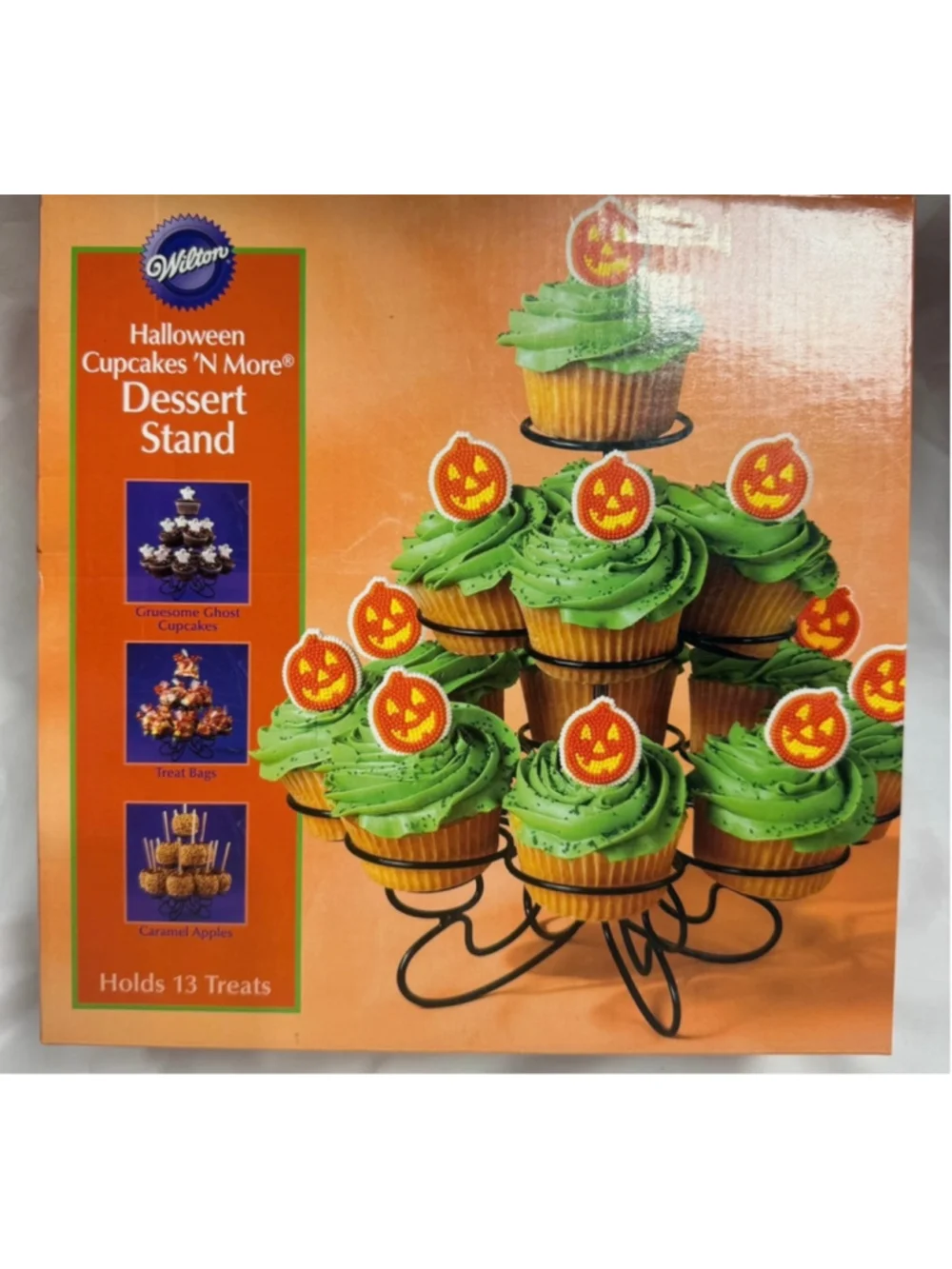 Wilton Halloween Cupcakes 'N More 3-Tier Black Metal Dessert Stand Treats NIB